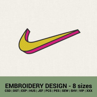Nike 3D swoosh logo machine embroidery design files instant download