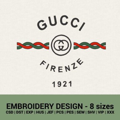 Gucci Firenze 1921 logo machine embroidery designs