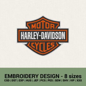 Harley Davidson badge logo machine embroidery designs instant downloads