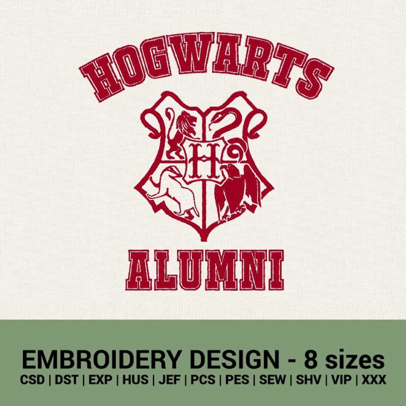 Harry Potter Hogwarts alumni machine embroidery designs