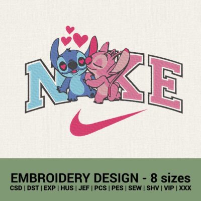 Nike Stitch kissing Angel logo machine embroidery designs