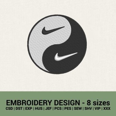 NIke Yin-Yang logo badge machine embroidery designs instant downloads