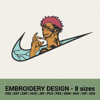 Nike Yuji Itadori machine embroidery design files instant downloads