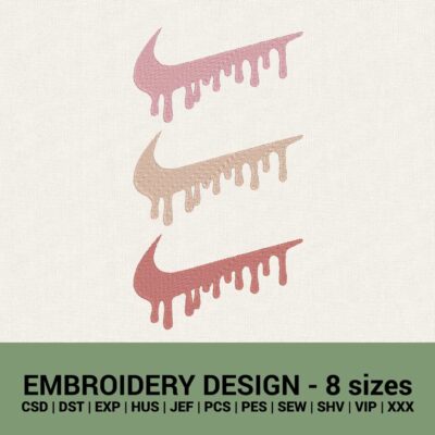 nike dripping swoosh triple logo machine embroidery designs instant download