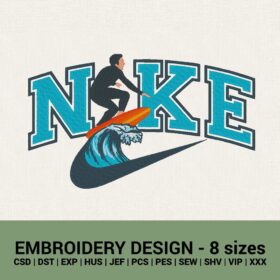 Nike surfer logo machine embroidery designs instant downloads