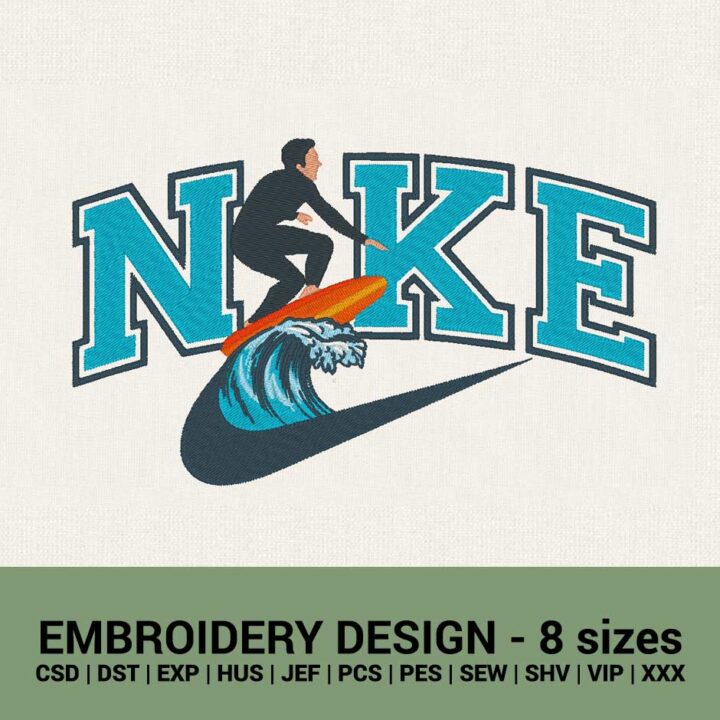 NIKE SURFER LOGO MACHINE EMBROIDERY DESIGNS INSTANT DOWNLOADS