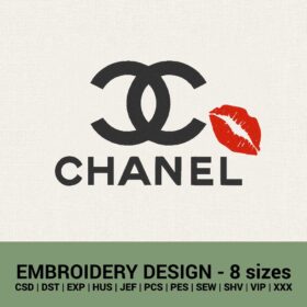 Chanel kiss logo machine embroidery designs