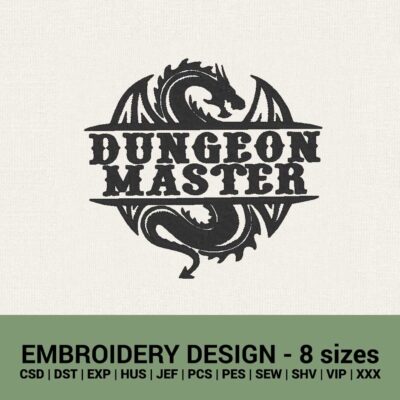 dungeon master logo machine embroidery designs instant downloads
