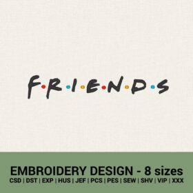 friends logo satin stitch machine embroidery designs instant downloads