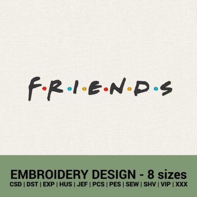 friends logo satin stitch machine embroidery designs instant downloads
