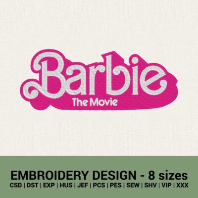 Barbie the movie logo machine embroidery design