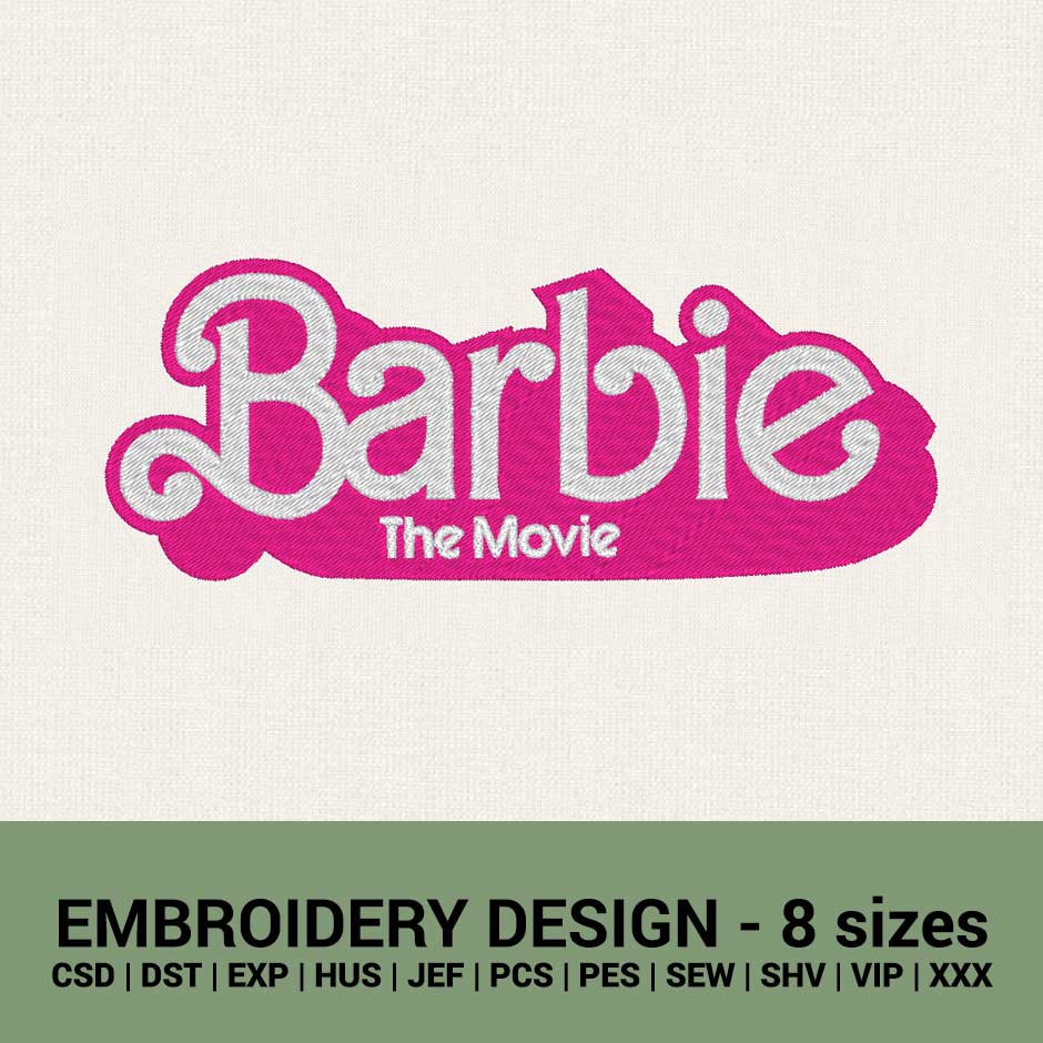 Barbie the movie logo machine embroidery design download