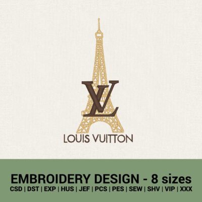 LV Louis Vuitton Eiffel Tower logo machine embroidery designs