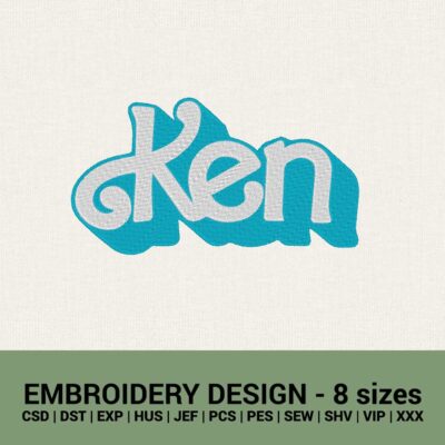 Barbie Ken logo machine embroidery design