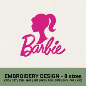 Barbie logo machine embroidery design