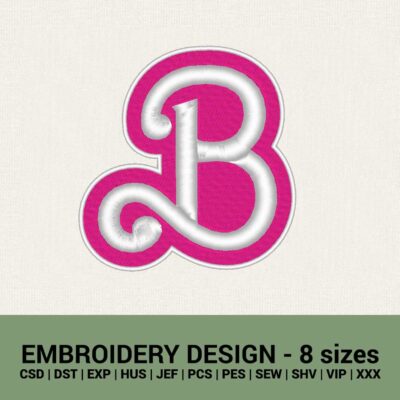 Barbie monogram logo badge machine embroidery design