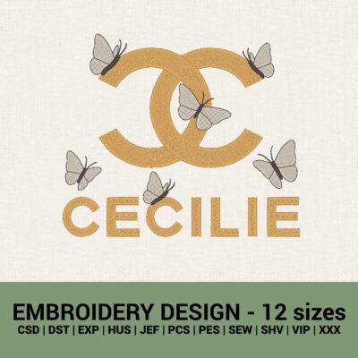 cecilie butterfly name machine embroidery design
