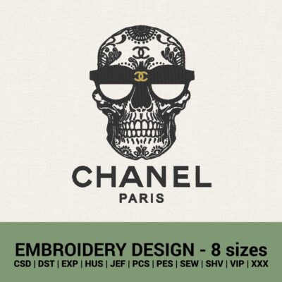 Chanel skull logo machine embroidery design