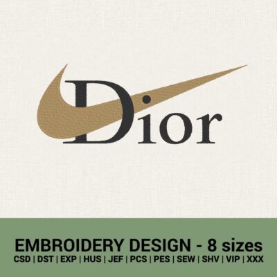 dior nike swoosh logo machine embroidery design