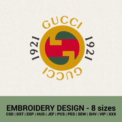 Gucci new round logo machine embroidery design instant download