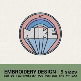 Nike vintage circle badge logo machine embroidery design