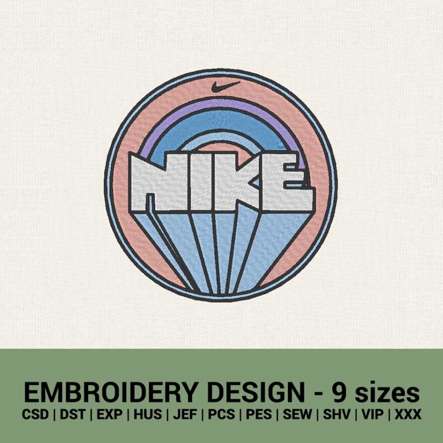 Nike vintage circle badge logo machine embroidery design