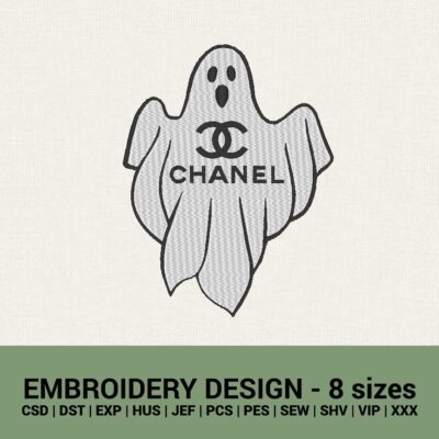 Chanel boo ghost halloween logo machine embroidery design