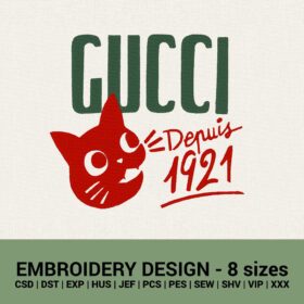 Gucci Cat Depuis 1921 logo machine embroidery design