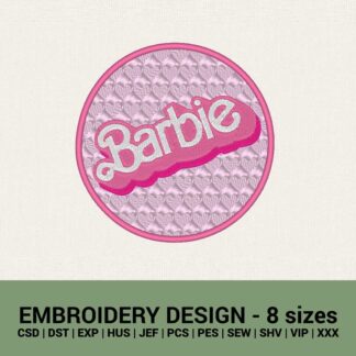 barbie new logo round badge machine embroidery design