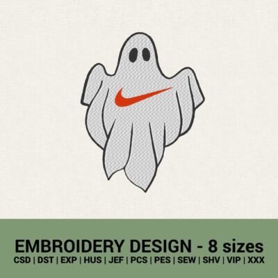 Nike boo ghost logo machine embroidery design
