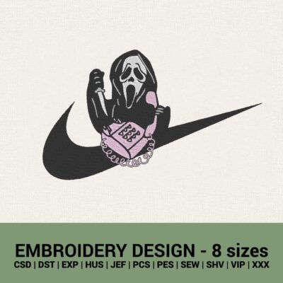 Nike Scream Ghostface Calling machine embroidery design