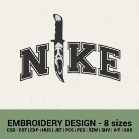 nike scream knife logo machine embroidery design instant download