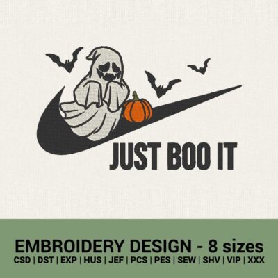 Nike Halloween Just boo it logo machine embroidery design