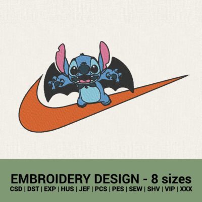 Nike Stitch Bat Halloween logo machine embroidery design