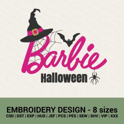 Barbie Halloween logo machine embroidery design instant download