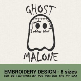 Ghost Malone machine embroidery design instant download