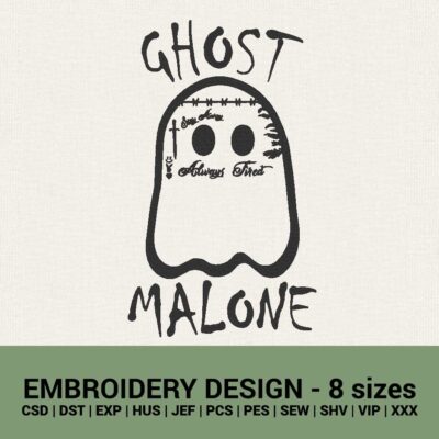 GHOST MALONE MACHINE EMBROIDERY DESIGN INSTANT DOWNLOAD