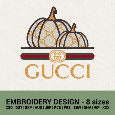 gucci pumpkin logo machine embroidery design