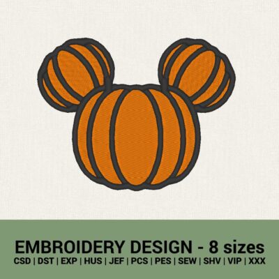 Halloween Mickey Mouse Pumpkin embroidery design