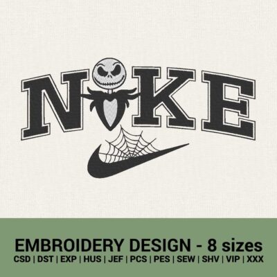 Nike Jack Skellington logo machine embroidery design