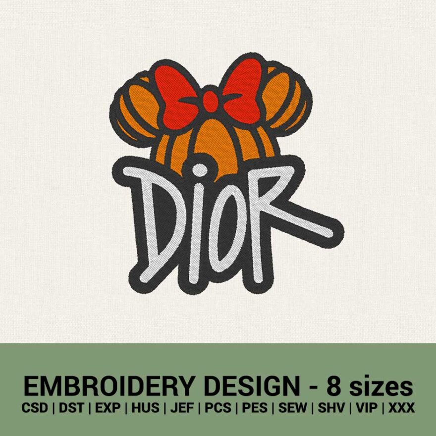 Dior Minnie Mouse Halloween pumpkin logo embroidery design