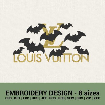 Louis Vuitton Halloween bats logo machine embroidery design