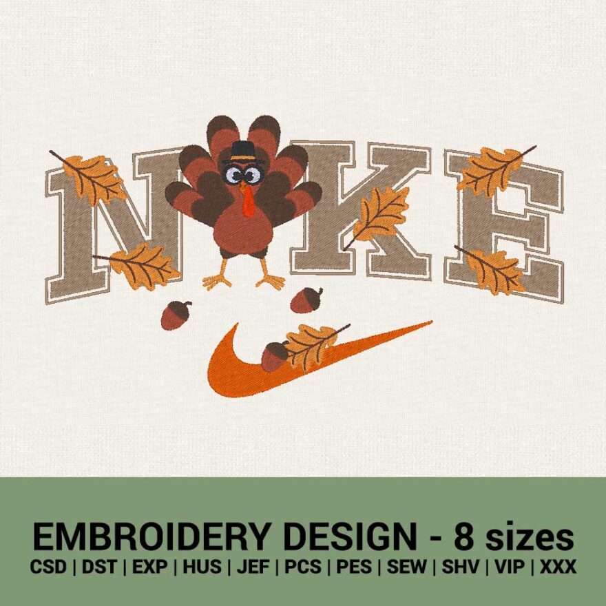 nike thanksgiving day logo machine embroidery design