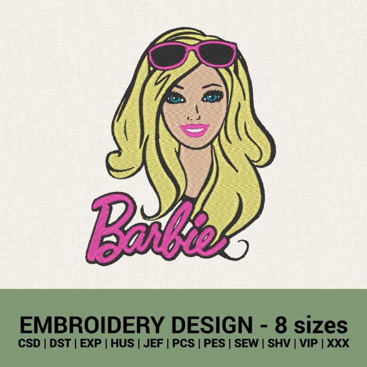 Barbie head Barbie face machine embroidery design download