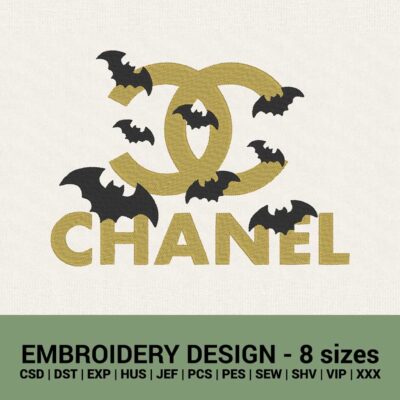 Chanel Halloween bats logo machine embroidery design