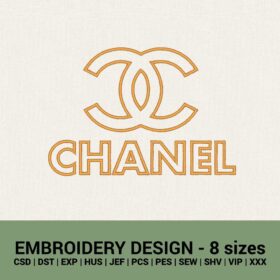 Chanel outline logo machine embroidery design new download