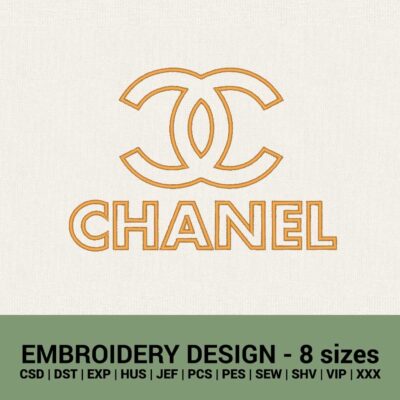chanel outline logo machine embroidery design