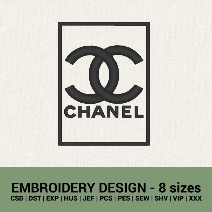 Chanel rectangle frame logo machine embroidery design