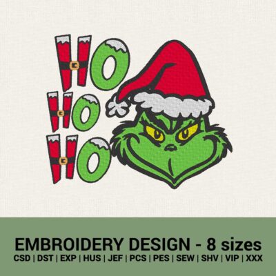Grinch Ho Ho Ho machine embroidery design