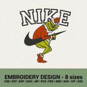 Nike Grinch Swoosh machine embroidery design